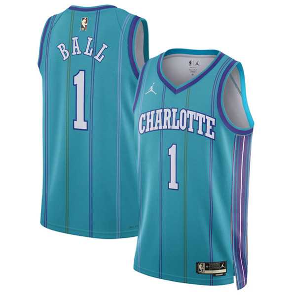 Men's Charlotte Hornets #1 LaMelo Ball Teal 2023-24 Classic Edition Stitched Basketball Jersey Dzhi